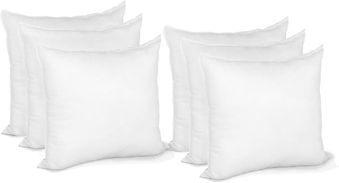 Hometex Canada Pillow Insert 20" x 20" Indoor Outdoor Polyester Filled Standard Cover (6 Pack)