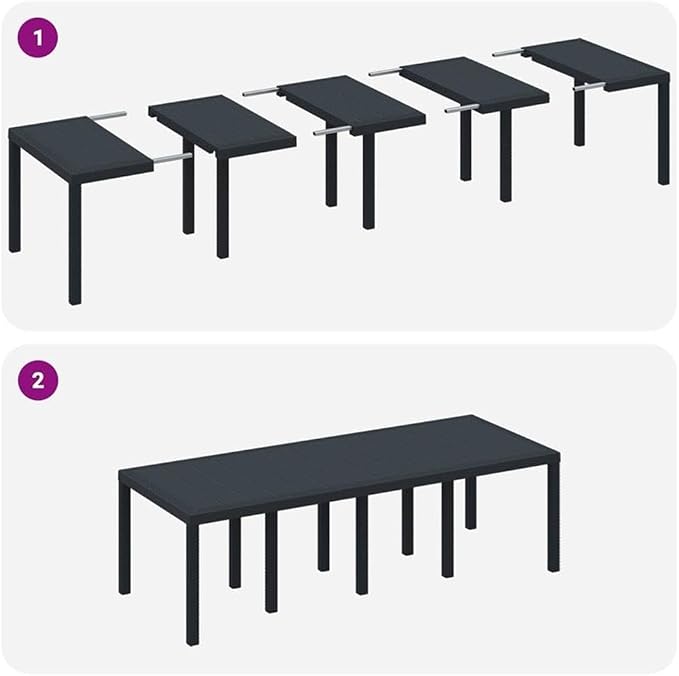 Afuera Living 11 Piece Poly Rattan Patio Dining Set, Anthracite Finish, UV-Resistant with Foam Cushions, Rectangular Table, Modern Outdoor Garden Furniture for Terrace or Backyard Dining, Seats 10