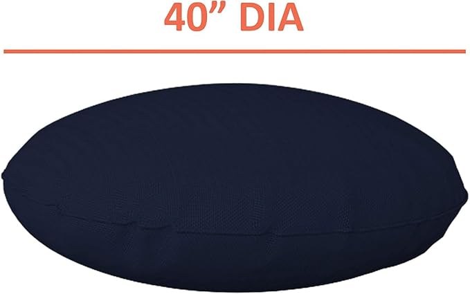 Covers & all Round Pillow Cover, Weather & UV Resistant Water Repellant Protector for Pillows Home Office Living Room Decor Chair Sofa Couch, with Zippers (40" Diameter x 5" H, Navy Blue)