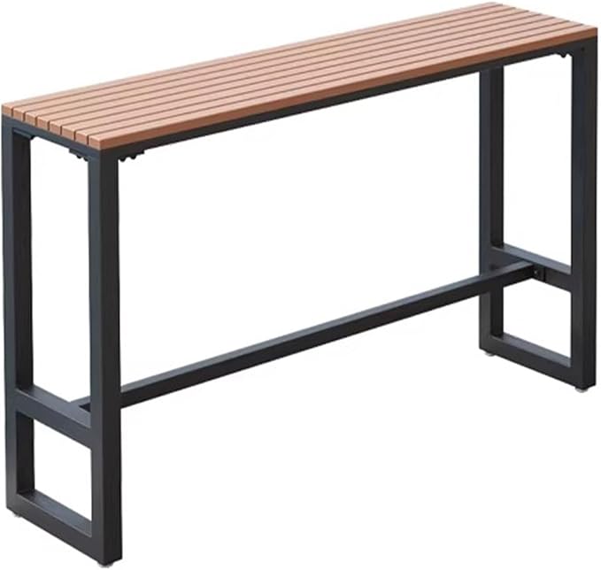 Outdoor Bar Table Weather Resistant, Wood Counter Height Bar Table Rain Sun Protection, Extra Long High Top Table 47.2"-102.4", for Patio, Garden, Yard, Balcony, Poolside(White,55.1"x15.7"x40.5")