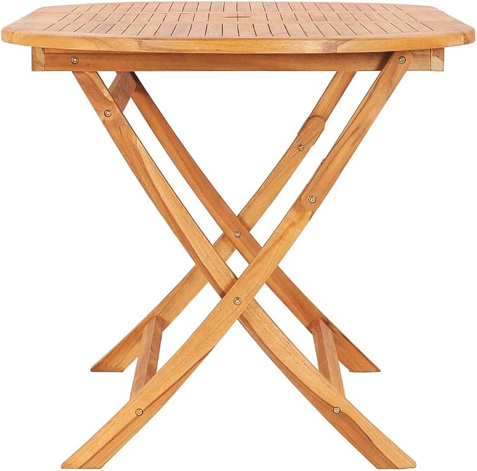 vidaXL Solid Teak Wood 7 Piece Folding Patio Dining Set Weather Proof Garden Table Chair Furniture Set Backyard Terrace Porch Poolside Home