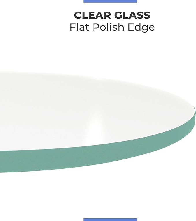 38 Inch Round Tempered Flat Polished Edge Glass Table Top -1/4” Thick Round Glass Table Top–Heavy Duty, Dining, Coffee, and Office Tables by Fab Glass and Mirror