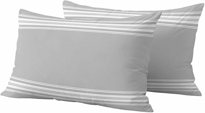 Outdoor Pillow Covers 12x20 Set of 2 Grey Stripes Outdoor Pillows Waterproof Throw Pillow Covers French Stripe Farmhouse Style Pillowcases Decorative Case for Patio Cushion