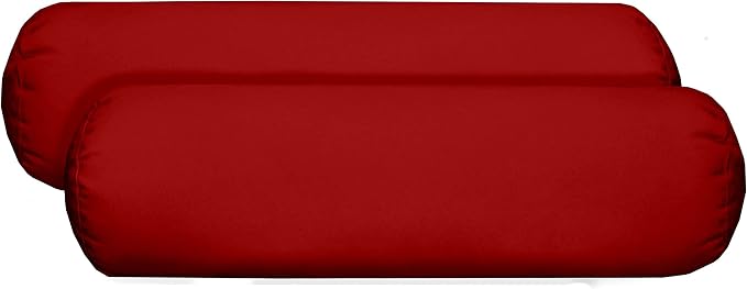 RSH DECOR: Neck Roll Jumbo Bolster Pillows Set of 2 | 24" x 8" | All-Weather Spun Fabric | Water and Fade-Resistant | Outdoor Support Pillows for Patio Furniture | Heritage Red