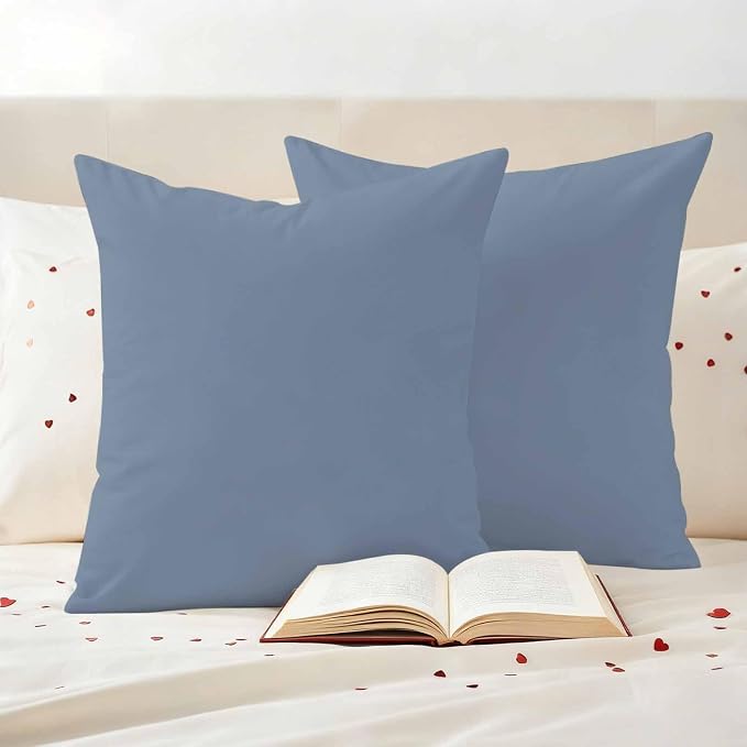 Outdoor Pillow Covers 26 x 26 Inches, Blue Pure Color Waterproof Throw Pillow Cover Set of 2, Aesthetics Contemporary Luxury Decorative Square Cushion Covers for Patio/Couch/Garden