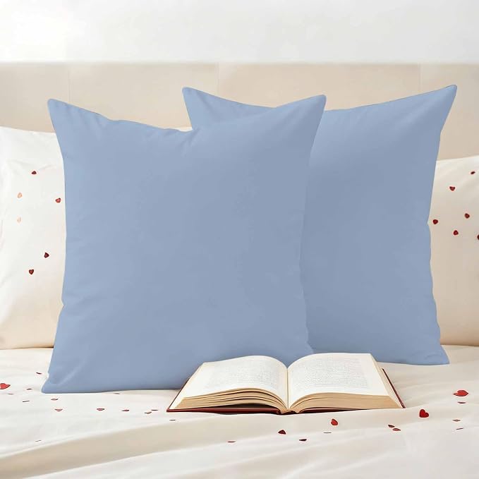 Light Blue Outdoor Pillow Covers 26"x26" Set of 2, Solid Color Waterproof Throw Pillow Covers for Patio Furniture, Decorative Cushion Covers for Porch