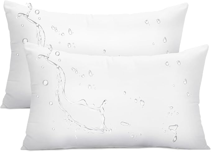 Ashler Outdoor Pillow Inserts, 12x20 Waterproof Throw Pillows Pack of 2 | Outdoor, Water Resistant, Decorative Premium Lumbar Pillow, Hypoallergenic Stuffer Sham, For Patio, Bench, Garden, Indoor