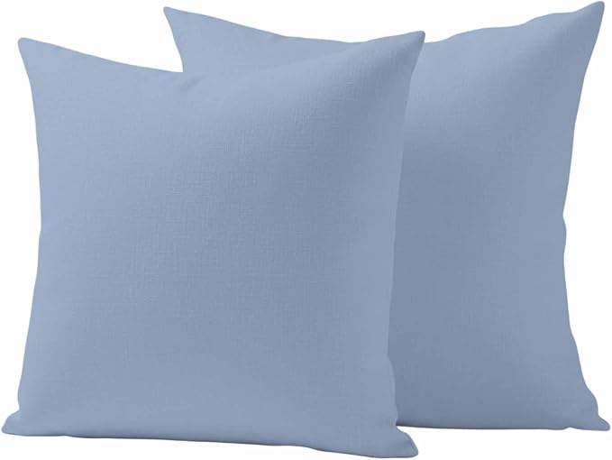 Light Blue Outdoor Pillow Covers 16"x16" Set of 2, Solid Color Waterproof Throw Pillow Covers for Patio Furniture, Decorative Cushion Covers for Porch