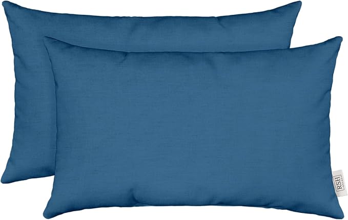 RSH DECOR: Sunbrella Lumbar Throw Pillows Set of 2 | 20" x 12" | Water and Fade-Resistant Performance Fabric | Outdoor Pillow Covers with Down-Alternative Inserts | Canvas Regatta