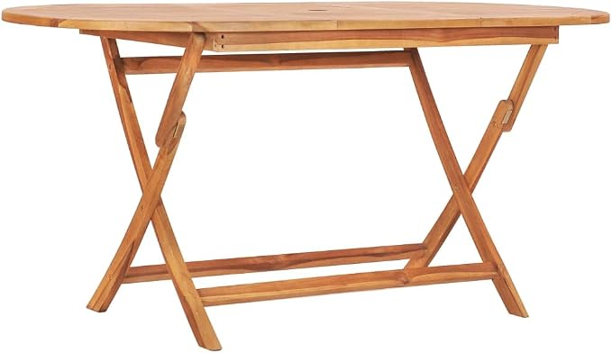 vidaXL Solid Teak Wood 7 Piece Folding Patio Dining Set Weather Proof Garden Table Chair Furniture Set Backyard Terrace Porch Poolside Home