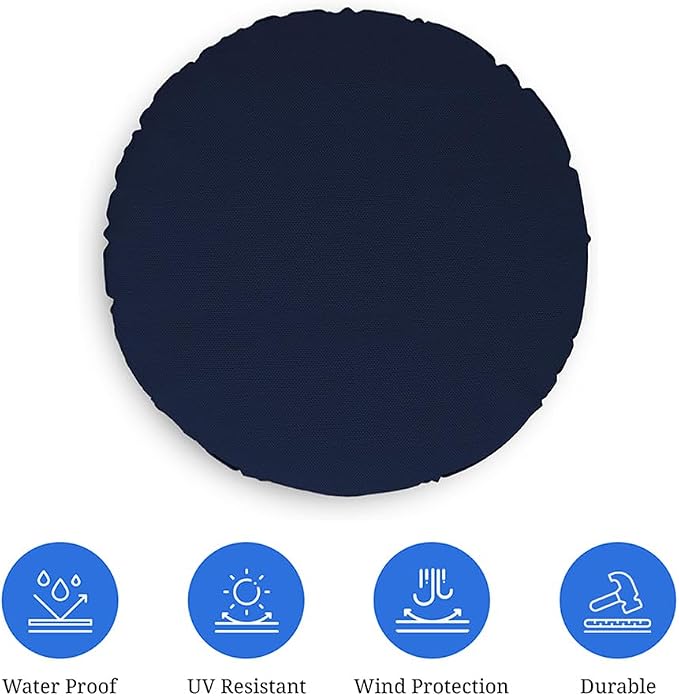 Covers & all Round Pillow Cover, Weather & UV Resistant Water Repellant Protector for Pillows Home Office Living Room Decor Chair Sofa Couch, with Zippers (40" Diameter x 5" H, Navy Blue)
