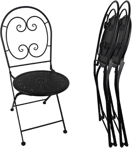 Folding Patio Chairs Set of 2 Mosaic Bistro Chair Outdoor Seating | Garden Patio Furniture Seating Heavy Duty Metal Frame Dining Chairs for Lawn Yard Balcony Porch Backyard Poolside
