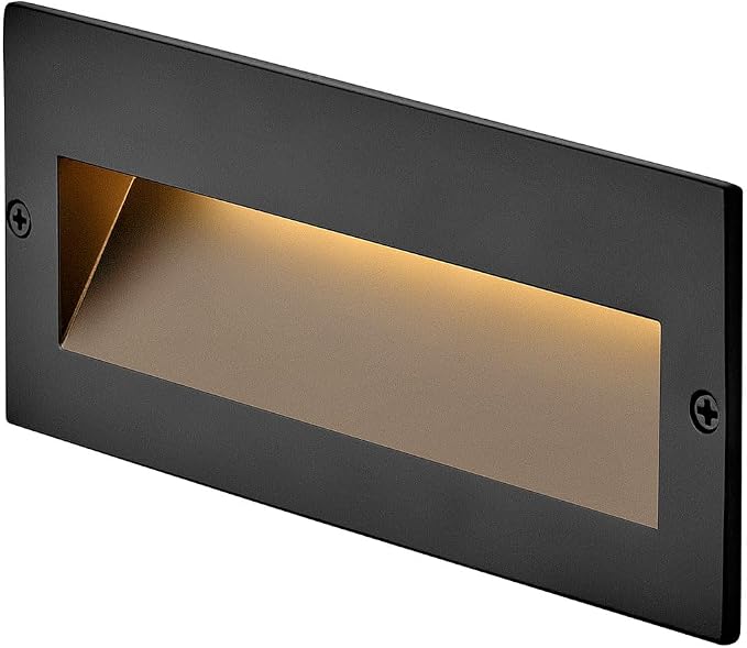 Hinkley Taper 1565BZ Wide Horizontal 12v Landscape Step Light, Aluminum, Low Voltage, Recessed Mount, Integrated LED, Safe for Wet Conditions, Bronze Finish with Etched Glass Lens | Recess Mount, Deck Light, Low Voltage, Landscape, Etched Glass, ADA, O...