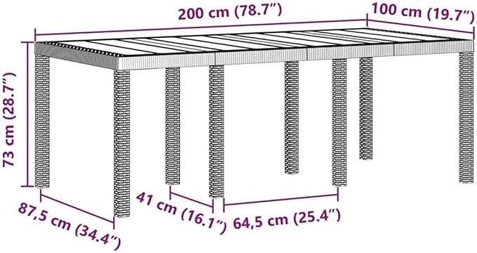 BOWERY HILL Contemporary Poly Rattan Patio Dining Set, Anthracite Finish, Lightweight Durable Construction, Cushioned Seating for 8, Rectangular Shape, Modern Outdoor Furniture for Yard or Patio