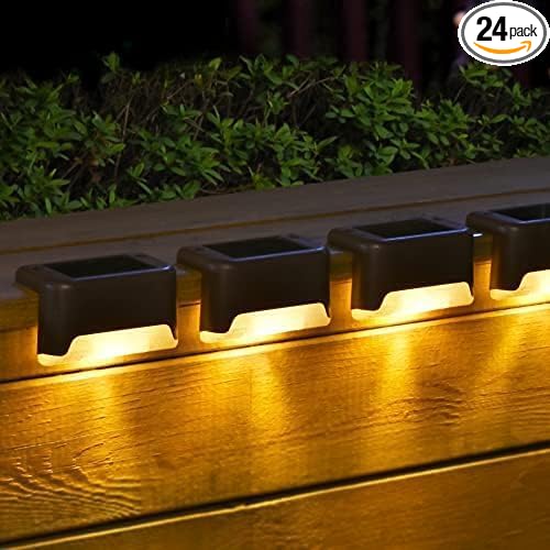 SOLPEX Solar Deck Lights Outdoor 24 Pack,Step Light Waterproof,Warm White | Led Solar lights for Outdoor Stairs, Step , Fence, Yard, Patio and Pathway