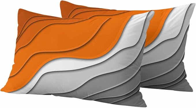 Abstract Beach Outdoor Pillow Covers Set of 2 Aesthetic Grey to Orange Gradient Waterproof Throw Pillow Cover Decorative Cushion Cases for Patio Porch Garden 20X12 Inch