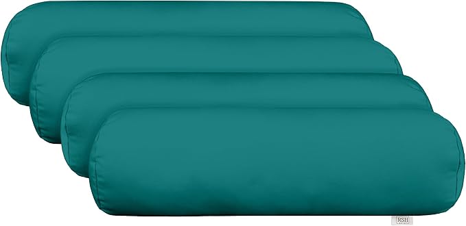 RSH DECOR: Neck Roll Bolster Pillows Set of 2 | 20” x 6" | All-Weather Spun Fabric | Water and Fade-Resistant | Outdoor Support Pillows for Patio Furniture | Idol Lagoon Peacock