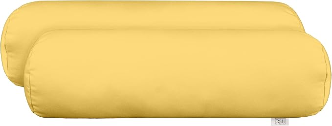 RSH Décor Sunbrella Neck Roll Pillows – Set of 2 | 20” x 6” | Outdoor Bolster for Patio, Deck, Porch, or Poolside Furniture | Water & Fade-Resistant | Canvas Buttercup Yellow