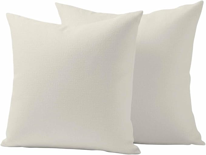 Outdoor Pillow Covers 16 x 16 Inches, Cream Solid Color Waterproof Throw Pillow Cover Set of 2, Aesthetics Contemporary Luxury Decorative Square Cushion Covers for Patio/Couch/Garden