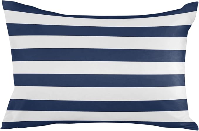 Simple Navy Blue White Stripes Outdoor Pillow Covers Set of 2,Decorative Waterproof Throw Pillow Case, Nautical Theme Stripe Cotton Linen Soft Cozy Cushion Pillowcases