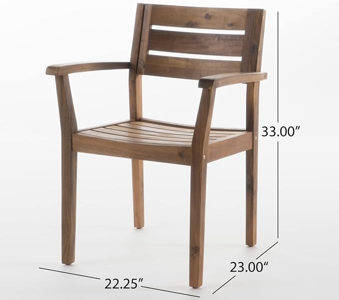Christopher Knight Home Keth Outdoor 5 Piece Acacia Wood Dining Set, Teak Finish