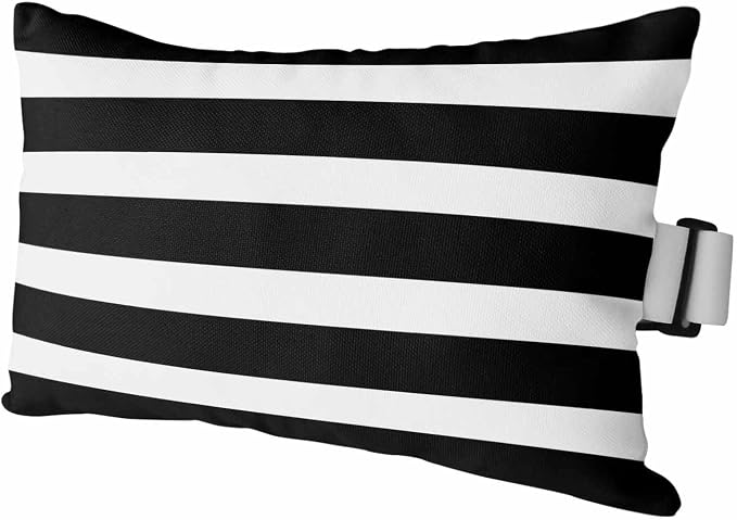 Black Striped Outdoor Pillows for Chaise Lounge Chair Waterproof Lumbar Pillows with InsertBeach Headrest Pillow Modern Simple Monochrome Geometric White Recliner Neck Pillow for Patio Pool 12"x20"