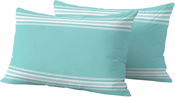 Outdoor Pillow Covers 12x20 Set of 2 Teal Stripes Outdoor Pillows Waterproof Throw Pillow Covers French Stripe Farmhouse Style Pillowcases Decorative Case for Patio Cushion