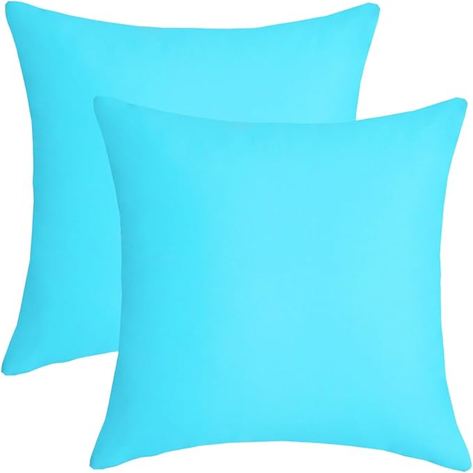 Pack of 2 Outdoor Waterproof Pillow Covers Decorative Throw Pillow Covers Furniture Cushion Cases Spring for Chair Patio Garden Couch Tent Balcony Sofa, Blue, 16"x16"