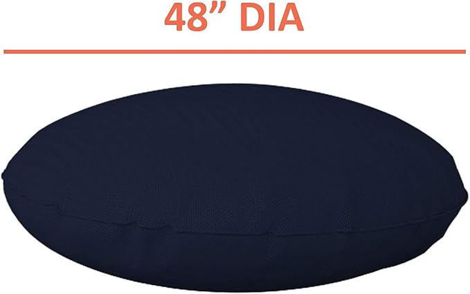 Covers & all Round Pillow Cover, Weather & UV Resistant Water Repellant Protector for Pillows Home Office Living Room Decor Chair Sofa Couch, with Zippers (48" Diameter x 5" H, Navy Blue)