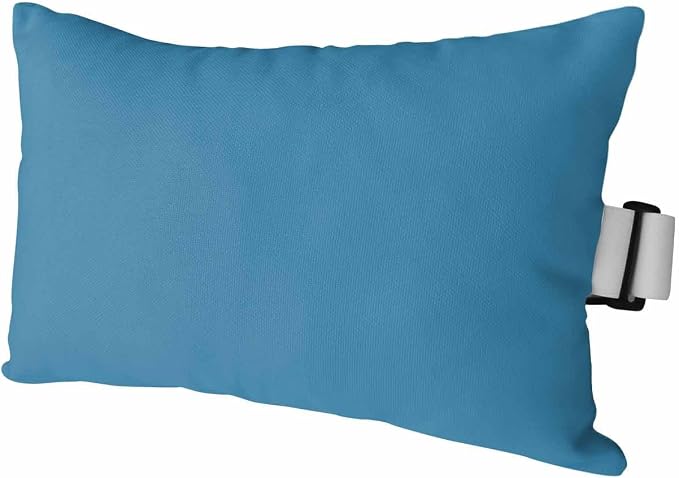 DecorLovee Blue Outdoor Recliner Pillows for Head, Modern Pure Blue Waterproof Chair Pillow with Elastic Stripe, Farmhouse Chaise Lounge Headrest Pillow for Patio/Beach/Pool 1Pack, 11"x16"