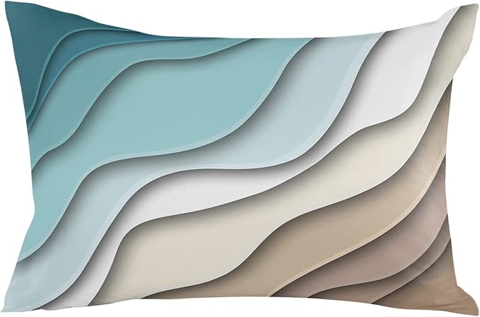 Outdoor Pillows 20x12 Waterproof Outdoor Pillow Covers Ombre Stripes Turquoise Brown Polyester Throw Pillow Covers Garden Cushion Decorative Case for Patio Couch Decoration Set of 2 Abstract Striped