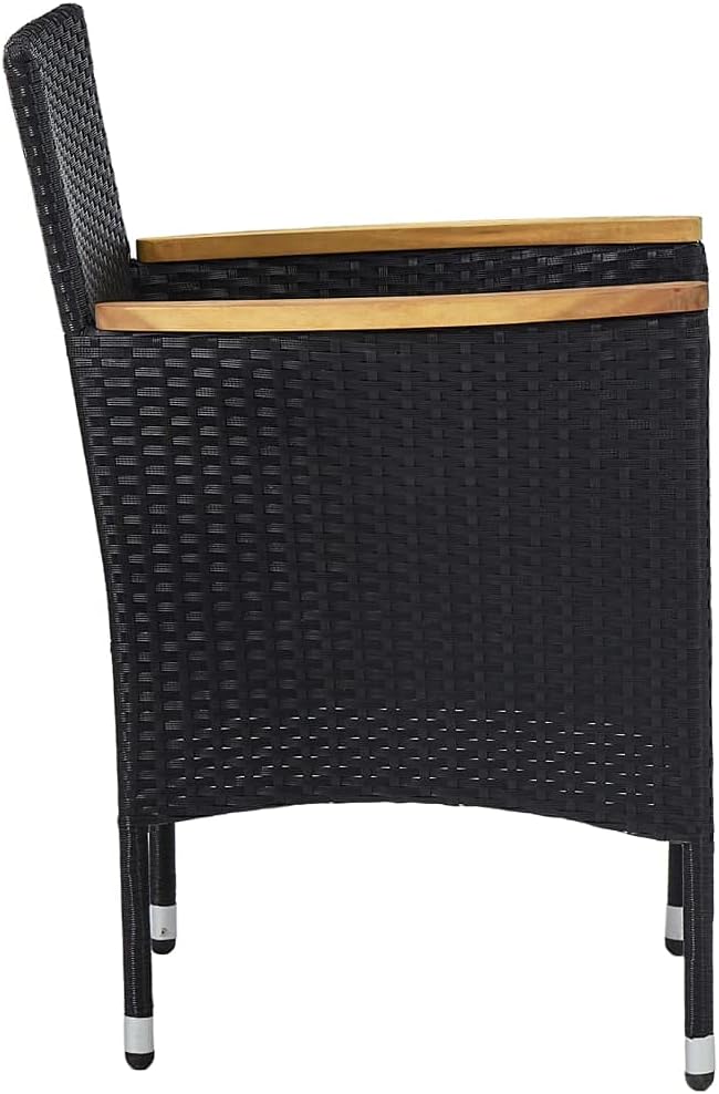 5-Piece Black Poly Rattan Dining Set with Removable Covers, Weather-Resistant Outdoor Furniture and Sturdy Metal Frame for Patio or Garden