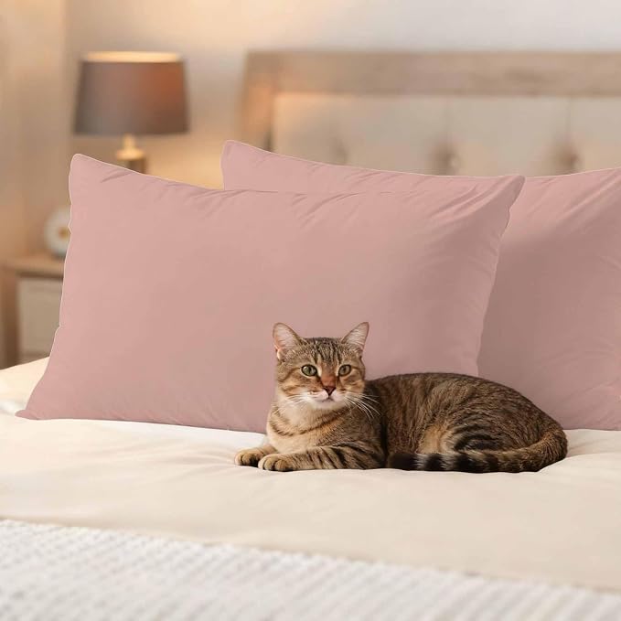 Lumbar Pillow Covers 12 x 20 Inches, Pink Pure Color Waterproof Throw Pillow Cover Set of 2, Aesthetics Contemporary Luxury Decorative Rectangle Cushion Covers for Patio/Couch/Garden