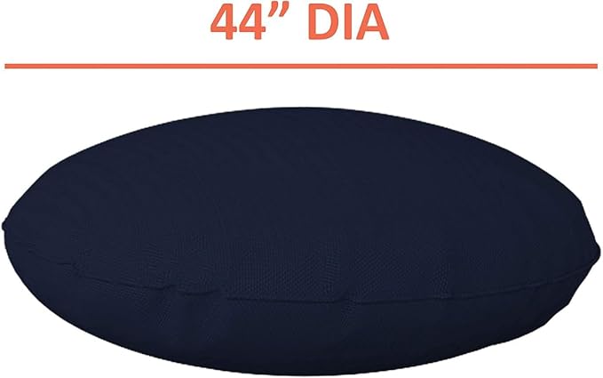 Covers & All Round Pillow Cover, Weather & UV Resistant Water Repellant Protector for Pillows Home Office Living Room Decor Chair Sofa Couch, with Zippers (44" Dia, Navy Blue)