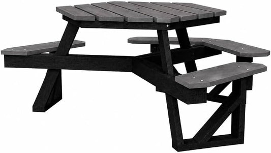 Frog Furnishings Hex Table Bench, Portable Outdoor Table, for All Weather, Backyard, Dining Party, Patio, Also for School, College, Park, Playground, Swimming Pool