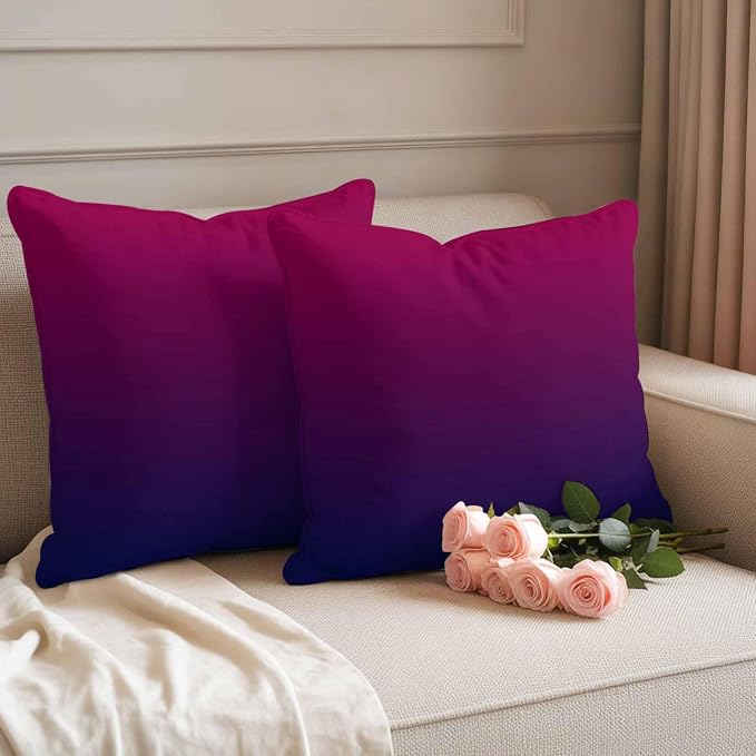 Outdoor Waterproof Pillow Covers Purple Burgundy Red Ombre Throw Cushion Case, Modern Color Gradient Pillowcase for Bed,Sofa,Couch, Patio Furniture, 16x16in, 2Pack Decorative Pillows Protector