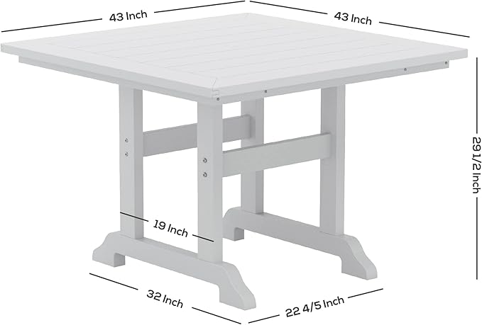WestinTrends Malibu Outdoor Dining Table, All Weather Poly Lumber Adirondack 43" Trestle Square Patio Table with Umbrella Hole, Navy Blue