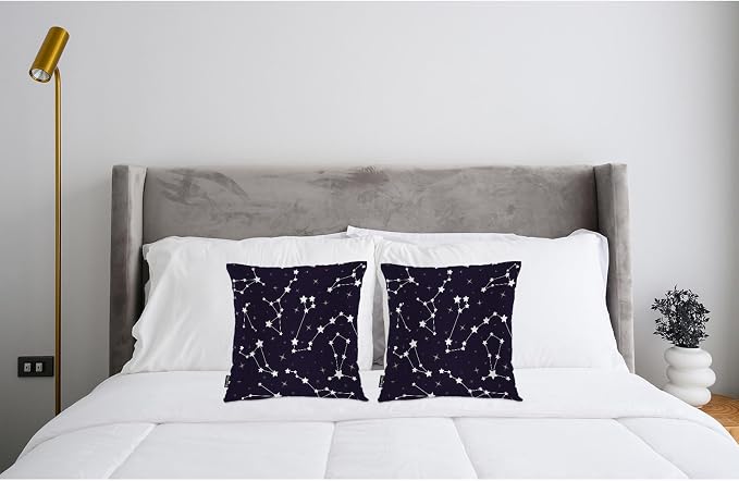 Swono Stars Constellations Pillowcase Cushion Cover, Cosmos Galaxy Space Stars Decorative Throw Pillows Covers Outdoor Pillow Case for Home Office Dorm Sofa Picnic Car 18" X 18", 2 Pack