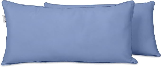 Indoor/Outdoor Polyester Fabric Lumbar Pillow Cover, All-Weather Waterproof Rectangular Cushion Case for Patio Furniture, 12 x 24 Set of 2 -Purple