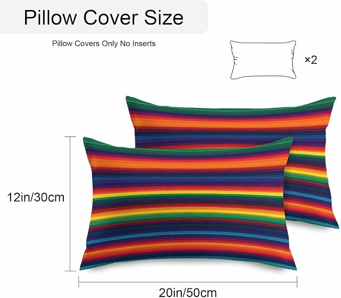 Outdoor Throw Pillow Covers Waterproof Pillow Cases 20x12 Colorful Mexican Stripes Ethnic Style Decorative Pillow Covers Cushion Cases for Couch Sofa Patio Garden 2 Pack Orange Gradient Geometric
