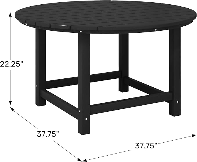 WestinTrends Malibu Kids Outdoor Patio Furniture HDPE 38" Wide Round Dining Table, Sand