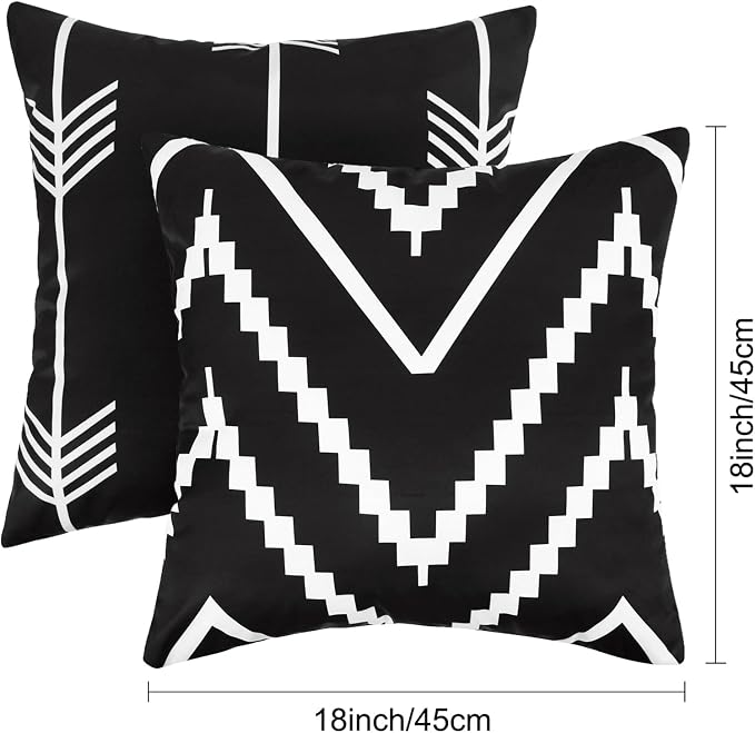 Adabana Patio Pillows Pack of 2 Geometric Outdoor Waterproof, 18"x18" | Outdoor Cushion Covers Decor for Home Patio Garden Porch Furniture