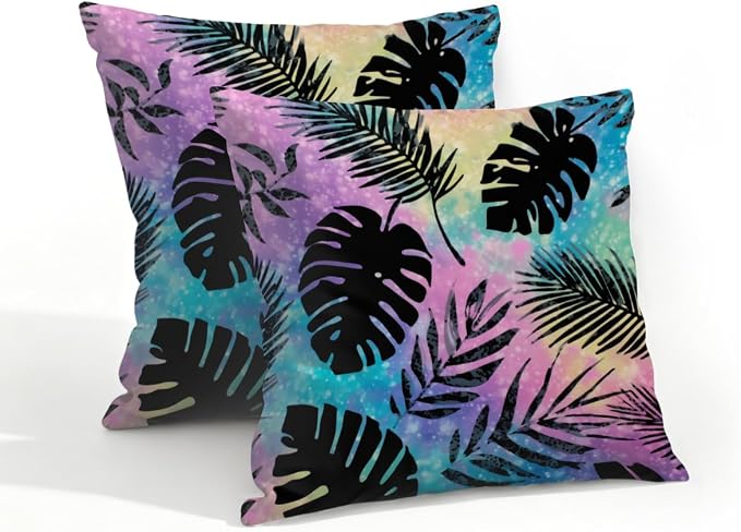 Waterproof Outdoor Pillow Covers Patio Throw Pillow Cases 18x18 Leaves | Decorative Throw Pillows Patio Cushion Covers Set of 2, Outdoor Pillow Inserts Cover for Couch Chair