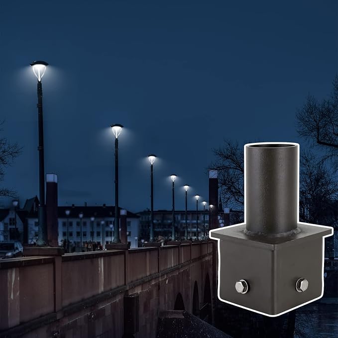 Tenon Adapter for 5 inch OD Square Pole Vertical Bracket Adapter with Slip Fitter Mount (2 3/8") Mounting Bracket Accessories for Outdoor Shoebox Lighting Parking Lot Light Street Light