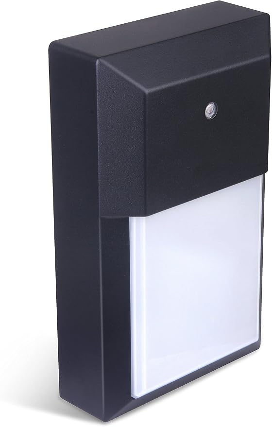 Outdoor Porch Light, LED Wall Sconce, Rustproof Aluminum | Dusk to Dawn Modern Exterior Wall Light Fixture for House, Patio, Garage, 12W 1000 Lumen, Waterproof, 5000K, Black, 1 Pack