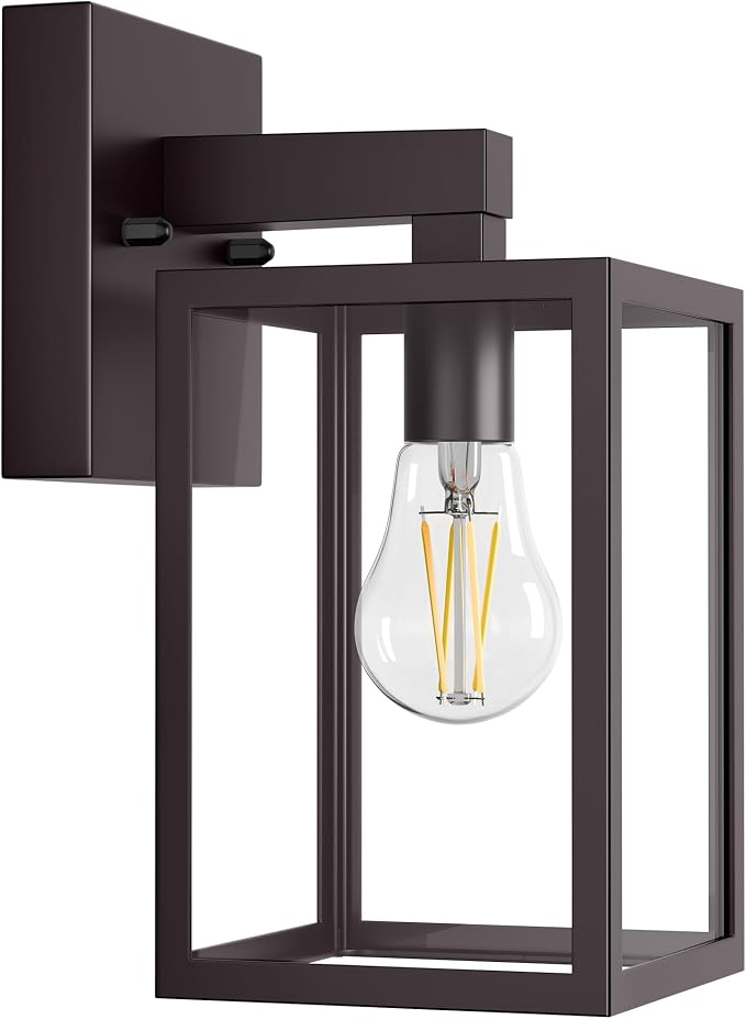 MATAMEYE Outdoor Wall Lantern, Waterproof Exterior Wall Sconce Light Fixture, Dark Chocolate Front Door Lamp, Anti-Rust E26 Socket Porch Lighting