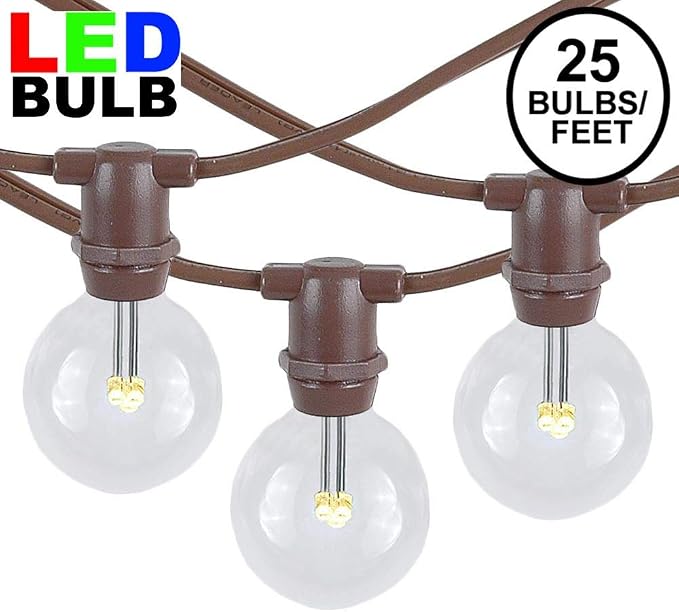 Novelty Lights 25' Warm White LED G40 Globe Outdoor Patio String Lights