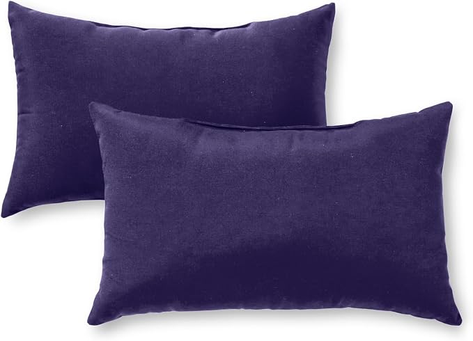 Set of 2 Outdoor Throw Pillows 19 x 12 Inch – Reversible Rectangle Patio Accent Pillows – Weather-Resistant Polyester Fabric – Eco-Friendly Recycled Polyfiber Fill – Navy