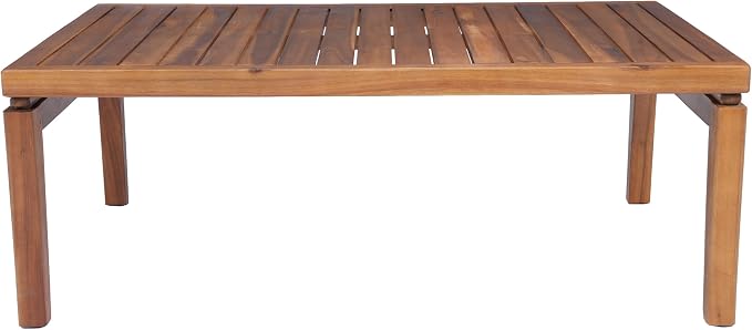Christopher Knight Home Enya Outdoor Coffee Table, Acacia Wood Accent Table with Slatted Panel Design, Modern Patio Table for Garden Balcony, Low-Profile Table for Patio Furniture Set, Teak