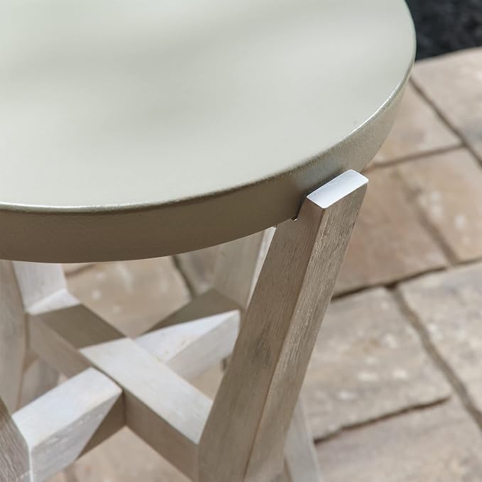 Pebble Lane Living | Bali 17" Round Tall Side Table | Cement/Wood | Gray | 1 Table